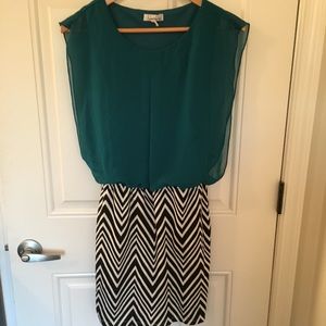 Teal and zebra bodycon dress size S